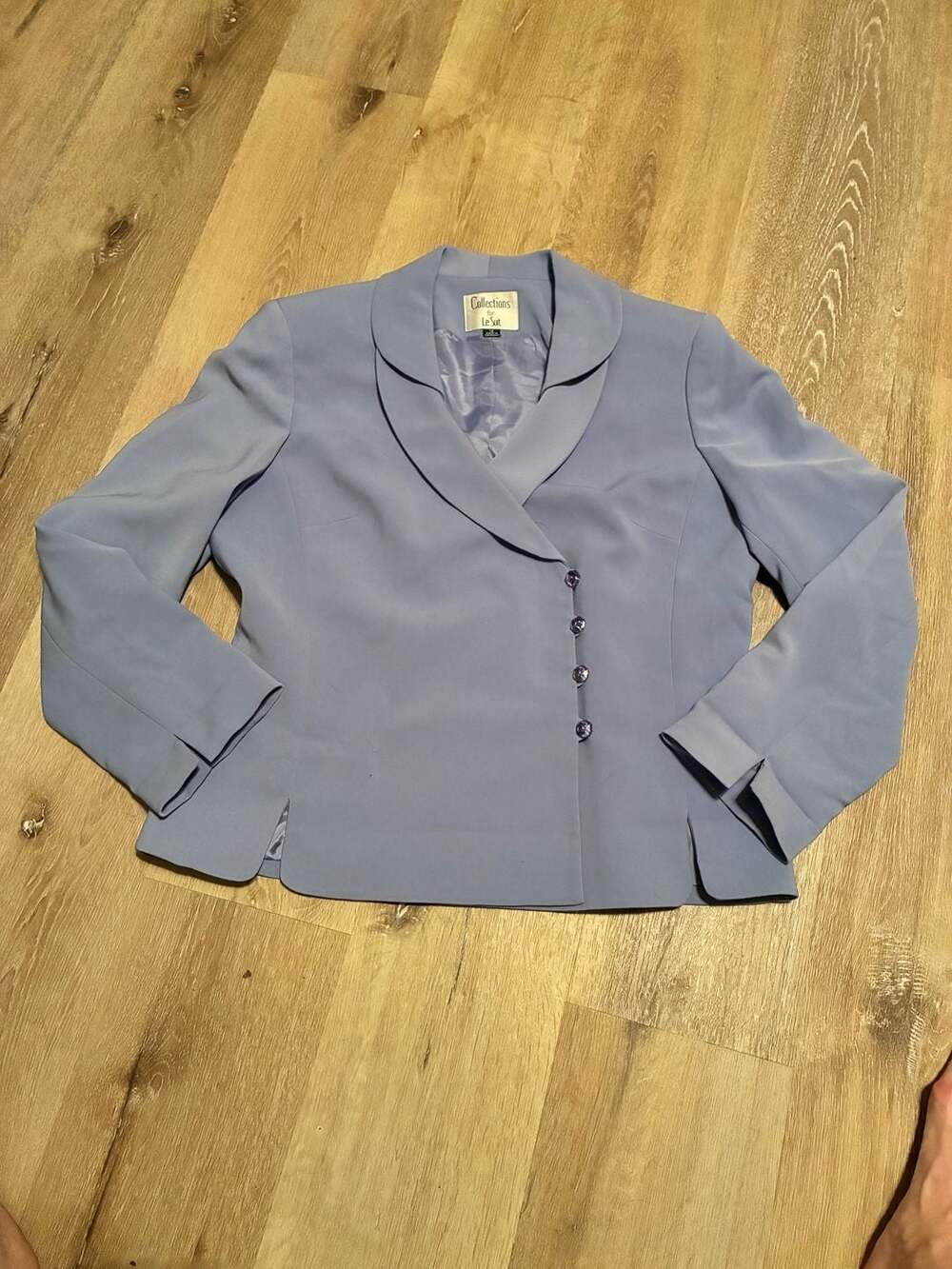 Collections for Le Suit Blazer Size 12 Light Blue Crepe Shawl Lapel